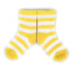 PLUSH® Stay on socks (0-2yrs) - Yellow with White Stripes