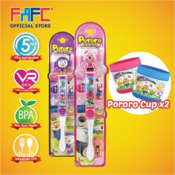 FAFC Petty Toothbrush Figurine Bundle Set 2 (1 Petty Figurine Toothbrush + 1 Loopy Figurine Toothbrush + 2 Cup)