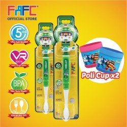 FAFC Robocar Helly Toothbrush Figurine Bundle Set 1 (1 Helly Figurine Toothbrush + 1 Helly Figurine Toothbrush + 2 Cup)