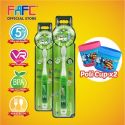 FAFC Robocar Helly Toothbrush Hook Bundle Set 1 (1 Helly Hook Toothbrush + 1 Helly Hook Toothbrush + 2 Cup)