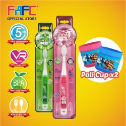 FAFC Robocar Amber Toothbrush Hook Bundle Set 2  (1 Amber Hook Toothbrush + 1 Helly Toothbrush + 2 Cup)