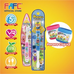 FAFC Poby Toothbrush Bundle Set 4 (1 Poby Figurine Toothbrush + 1 Loopy Hook Toothbrush + 1 Cup)