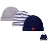 Hudson Baby 3 Piece Baby Caps - Sapphire Blue (34727)