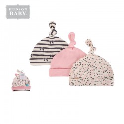 Hudson Baby Knot Beanie Caps - Pink Foral 52308