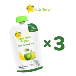3 x 120 gr Little Etoile Organic Apple, Banana & Pear 