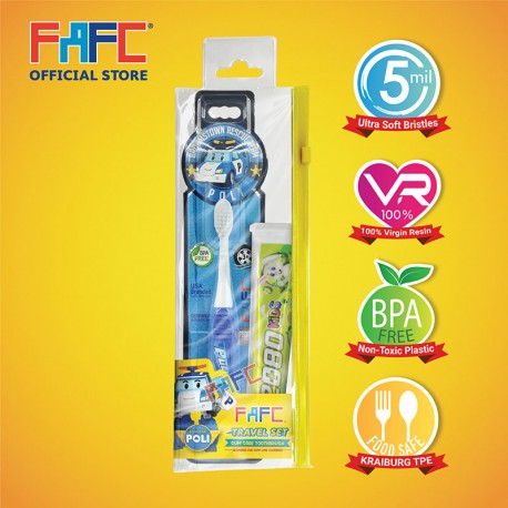FAFC Robocar Poli Kids Toothbrush Travel Set