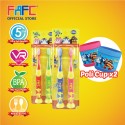 FAFC Robocar Mixed Suction Kids TB Bundle Set 1 (Poli Amber Suction Kids TB + Helly Roy Suction Kids TB + 2 cups)