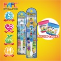 FAFC Pororo Toothbrush Figurine Bundle Set 4 (1 Pororo Figurine Toothbrush + 1 Poby Figurine Toothbrush + 2 Cup)