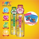 FAFC Robocar Amber Toothbrush Figurine Bundle Set 2 (1 Amber Figurine Toothbrush + 1 Helly Figurine Toothbrush + 2 Cup)