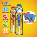 FAFC Robocar Poli Toothbrush Figurine Bundle Set 4 (1 Poli Figurine Toothbrush + 1 Roy Figurine Toothbrush + 2 Cup)