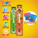 FAFC Robocar Helly Toothbrush Hook Bundle Set 2 (1 Helly Hook Toothbrush + 1 Roy Hook Toothbrush + 2 Cup)