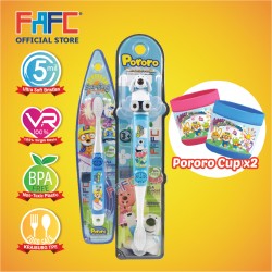 FAFC Poby Toothbrush Bundle Set 2 (1 Poby Figurine Toothbrush + 1 Pororo Hook Toothbrush + 1 Cup)