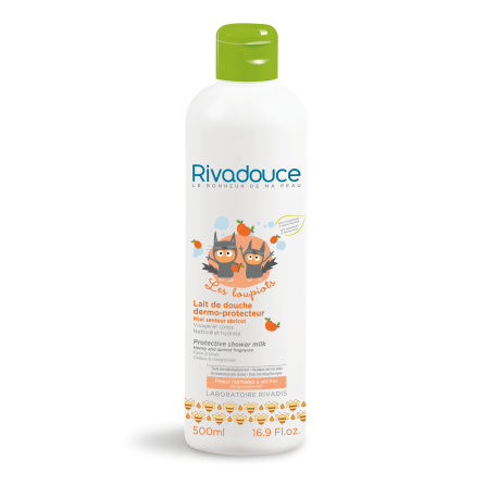 Rivadouce Loupiots Lait de Douche Dermo-Protecteur Miel et Abricot (Shower Milk for Dry Skin Honey & Apricot) 500ml