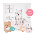 Kippins Kitty Story-print Wrap Set (FREE Wooden Teether)