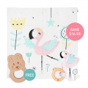 Kippins Coco Story-print Wrap Set (FREE Wooden Teether)