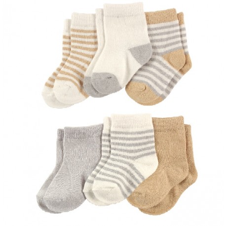 Luvable Friends Organic 6 Pieces Cotton Baby Socks Neutral 68675