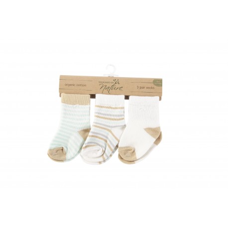 Touched By Nature Touch Organic 3 Pieces Baby Cotton Socks Neutral 66465