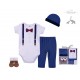Little Treasure 4 Pieces Baby Clothing Gift Set - Navy Suspension 77002