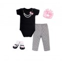 Little Treasure 4 Pieces Baby Clothing Gift Set - Black/ Pink Pearl Necklace 77004