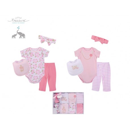 Little Treasure 8 Pieces Newborn Baby Girl Clothing Gift Set -Simply Cute 77014