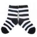 PLUSH Stay on socks (0-2yrs)-Black with White Stripes
