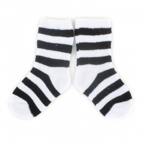 PLUSH® Stay on socks (0-2yrs) - White with Black Stripes