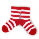 PLUSH Stay on socks (0-2yrs) - Red with White Stripes