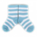 PLUSH Stay on socks (0-2yrs) - Blue with White Stripes