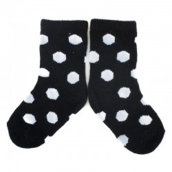 PLUSH Stay on socks (0-2yrs) - Black with White Dots