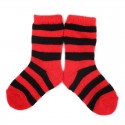 PLUSH Stay on socks (0-2yrs) - Red with Black Stripes
